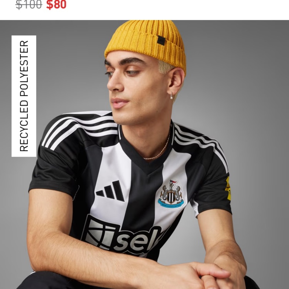 Adidas Black and White Soccer Jersey Newcastle United